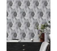 Papier Peint 3D Motif Graphique Gris Avec Effet Béton - Gris