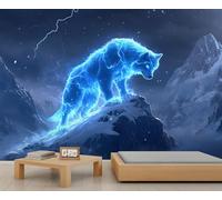 Papier peint 3D motif loup, fantôme loup, créatures magiques pour ferme, salon, chambre à coucher, canapé, arrière-plan TV - 390 x 260 cm