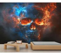 Papier peint 3D motif tête de mort, décoration murale à thème horreur pour chambre d'enfant, salon, chambre à coucher, canapé, arrière-plan TV - 250 x 175 cm