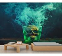 Papier peint 3D motif tête de mort, décoration murale sur le thème de l'horreur pour salon, chambre à coucher, arrière-plan TV, bureau, 200 x 140 cm