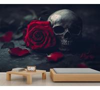Papier peint 3D motif tête de mort, rose, décoration murale pour locataires, salon, chambre à coucher, couloir, arrière-plan TV - 400 x 280 cm
