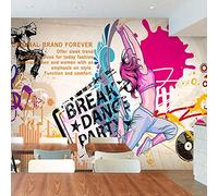 Papier peint 3D mural Mural3d musique graffiti danse hip hop rue danse papier peint personnalité rétro grande murale gym gym bar fond d'écran400cm×280cm