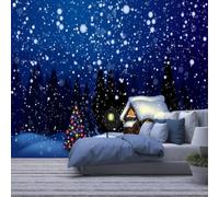 Papier Peint 3D Mural Noël Père Noël 368(W)X254(H)Cm Papier Peint Photo Motif Papier Peint Autocollants Maison Chambre Mur Affiche Décoration Pour Salon Bureau Chambre Salle À Manger Mur Art-8269125