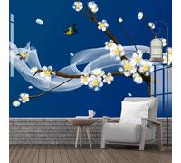 Papier peint 3D mural nouvelle Chine fleurs créatives et oiseaux bleu chambre salon décoration murale peinture photo