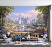 Papier Peint 3D Panoramique Feuille Parterres De Fleurs Du Jardin Du Château 450x356cm,Réalisme Des Contes De Fées Papier Peint Tissu de soie pour Chambre Salon Personnalisé Décoration Murale