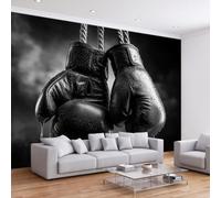 Papier Peint 3D Panoramique Gants Boxe Noirs Corde Épaisse 200x140 cm