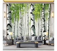 Papier Peint 3D Panoramique, Motif Gros plan Texture Forêt de bouleaux Papier Peint Poster, Coloré Muraux Photo Pour Salon Chambre Restaurant Couloir Tv Fond Décor Mural 250 x 175 cm