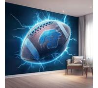 Papier Peint 3D Panoramique Mural, sportif Papier Peint Intissé Poster 350 x 256 cm Décoration Fresque Murale Salon Chambre, Bleu ballon de rugby lignes