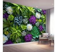 Papier Peint 3D Panoramique Mural, Usine Papier Peint Intissé Poster 300 x 210 cm Décoration Fresque Murale Salon Chambre, Vert Charnu Monstera