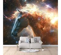 Papier Peint 3D Panoramique Rêve Intissé Papier Peint 450 × 315 cm Magnifique Cheval Animal Du Ciel étoilé Photo Mural Moderne Poster XXL, Pour Salon Chambre Tv Fond Murale Décoration