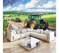 Papier Peint 3D Panoramique Tracteur Intissé Peinture Murale Décor Mural, Pour Salon Chambre Tv Fond Murale Décoration250 X 175 Cm