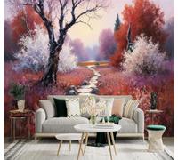 Papier peint 3D Paysage D'Automne Sentier De Pierre Arbres Prairie | Textures Décoratives et Luxueuses Idéales Pour Les Bureaux Espaces de Travail Maisons Chambres Salons et Murs Tv-200cm×140cm