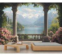 Papier peint 3D paysage de villa, papier peint 3D, papier peint de style européen pour ferme, salon, chambre à coucher, canapé, arrière-plan TV - 280 x 200 cm