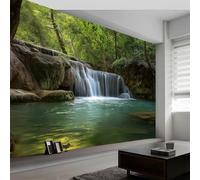 Papier Peint 3D Paysage Naturel Peinture murale panoramique Décoration Pour Salon, Parc Forestier Lac Avec Cascade Chambre, Tapisserie Murales Intissé, Wallpaper Mural 500 x 280 cm