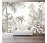 Papier Peint 3D Peint Arbre Forêt Lignes 400 x 280 cm Panoramique Peinture Murale Interieur pour Salon Chambre à Coucher D'Enfant Maison Décoration Murale Gris Blanc