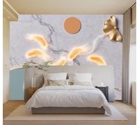 Papier Peint 3D Petits Poissons Dorés Feuilles De Ginkgo Motif Imitant Le | Fresques Murales et Créatives Décoration D'intérieur Pour le Bureau Salon la Chambre Coucher Canapé Mural de Luxe-150cm×105cm