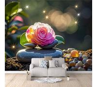 Papier Peint 3D Pierres De Spa Zen, Wall Mural Coucher De Soleil Sur La Mermur De Tête De Lit Transforme Votre Pièce Solution Rénovation Rapide Collez Directement Sur Le Mur Écologique 400X280cm