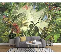 Papier Peint 3D Plant Animalier De Perroquet Tigre Plantain De Forêt Tropicale Dessinés À La Main Peinture Amovible Sticker Mural Home Decor Art
