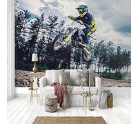 Papier Peint 3D Poster Poster Géant 3D Garçon, moto, locomotive Autocollant Mural Pour Salon Chambre À Coucher Couloir Moderne Espace Visuel De Paysage Naturel Murale 350X256cm