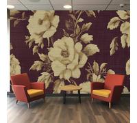Papier peint 3D Pwallpaper - Motif floral damassé métier Jacquard avec texture textile tissée et design répétitif orné, Papier peint polyester pour décoration