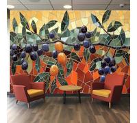 Papier peint 3D Pwallpaper - Rameau d'olivier avec motif de feuilles et fruits, Symbole de paix classique Papier peint polyester texturé pour décoration salon cham