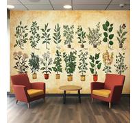 Papier peint 3D Pwallpaper - Style glossaire d'herboriste médiéval avec dessins rustiques de plantes médicinales, Design de manuscrit botanique vintage Papier pei