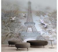 Papier Peint 3D Relief Créatif Forêt Tour Colombe | Facile à Installer Cette Décoration Luxueuse Est Idéale Pour un Bureau Salon une Chambre ou Mur Derrière le TV-300cm×210cm