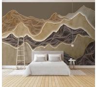 Papier Peint 3D Rétro Abstrait Lignes Dorées Sommets Paysage | Facile à Installer Cette Décoration Luxueuse Est Idéale Pour un Bureau Salon une Chambre ou Mur Derrière le TV-300cm×210cm