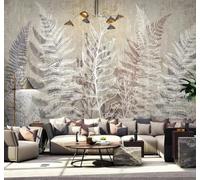Papier Peint 3D Rétro Dessin À La Main Plantes Lignes Feuilles | Une Texture Soyeuse et Luxueuse Intissé Idéale Pour la Salle à Manger le Salon Chambre Bureau Canapé Mur Derrière-250cm×170cm