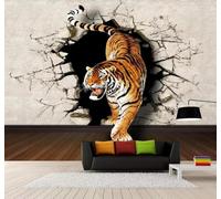 Papier Peint 3D Rétro En Trois Dimensions Mur Brisé Animaux Tigre | Facile à Installer Cette Décoration Luxueuse Est Idéale Pour un Bureau Salon une Chambre ou Mur Derrière le TV-150cm×105cm