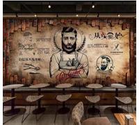 Papier Peint 3D Rétro Mur En Briques Personnages Salon De Coiffure Institut | Facile à Installer Cette Décoration Luxueuse Est Idéale Pour un Bureau Salon une Chambre ou Mur Derrière le TV-250cm×170cm