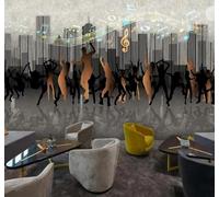 Papier Peint 3D Rétro Musique Danse Architecture Bar | Facile à Installer Cette Décoration Luxueuse Est Idéale Pour un Bureau Salon une Chambre ou Mur Derrière le TV-300cm×210cm