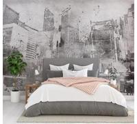 Papier Peint 3D Rétro Nostalgique Dessin À La Main Gris Architecture | Facile à Installer Cette Décoration Luxueuse Est Idéale Pour un Bureau Salon une Chambre ou Mur Derrière le TV-150cm×105cm