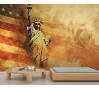 Papier peint 3D Statue de la Liberté, drapeau américain, décoration murale pour chambre d'enfant, salon, chambre à coucher, canapé, arrière-plan TV - 350 x 256 cm