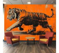 Papier peint 3d, Tigre à la Composition de Rayures Dynamiques, Polyester pour Mur d'Accent dans Salon Chambre Salle de Séjour Couloir