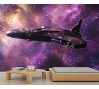 Papier peint 3D vaisseau spatial, papier peint 3D motif bataille spatiale pour garçons, décoration de fond pour ferme, salon, chambre à coucher, canapé, arrière-plan TV - 200 x 140 cm