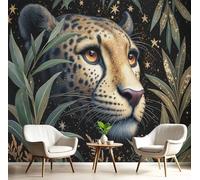Papier Peint 3D Vert Doré Léopard À Feuilles Vertes 250X170Cm Poster Geant Mural Panoramique Peinture Murale Interieur Animaux Naturels Pour Salon Chambre À Coucher D'Enfant Maison Décoration