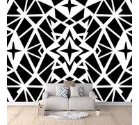 Papier Peint 3D Zèbre Géométrique, Décoration Murale Monochrome Noir Et Blancart Mural Premium Créer Un Mur D’Accent Solution Rénovation Rapide Alignement Parfait Écologique 300X210cm