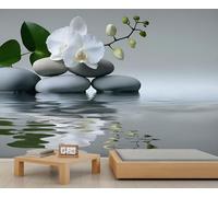 Papier peint 3D Zen Stone - Décoration murale de style chinois - Décoration murale pour salon, chambre à coucher, bureau, hôtel, bar, plafond - 390 x 260 cm