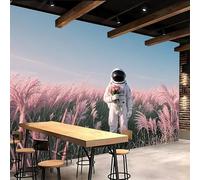 Papier peint 450x315cm Fantaisie D'astronaute papier peint panoramique 3d Fleurs Roses Ensemble mural 3D sur toile à l’huile, montage sans joint apparent, parfait pour salle à manger