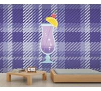 Papier Peint à Carreaux Bleu et Blanc Motif Géométrique Verre à Cocktail pour Chambre D'Enfant Violet Décoration pour Chambre à Coucher Salon Salle à Manger 300 X 210 cm