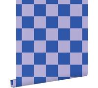 papier peint à damier lilas violet et bleu royal 53 cm x 10.05 m - ESTAhome