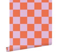 papier peint à damier lilas violet et orange 53 cm x 10.05 m - ESTAhome