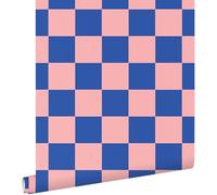 papier peint à damier rose et bleu royal 53 cm x 10.05 m - ESTAhome