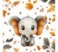 Papier Peint à Décoller et à Coller éléphant 30×300cm Éléphant de dessin animé qui tombe des feuilles Amovible et Imperméable Décoratif Papier Peint Autocollant pour Chambre à coucher Salle de Bains