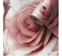 Papier peint à fleurs Madison Rose Glitter Framboise et Blush Rose - 10m x 0.53m - Muriva 139521