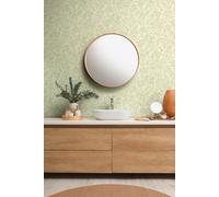 Papier Peint À Motif Floral Avec De Légers Accents Dorés - Vert, Blanc, Cr