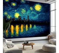 Papier Peint Abstrait Architecture, Peinture Murale Intissé Photo Paysage Nocturne À l'Huile Mural Poster Salon Chambre Mur de fond Chambre des Enfants Bureau Décoration de Maison, 400 x 280 cm