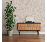 Papier Peint Abstrait Avec Motif De Collines En Couleurs Douces - Blanc, Argent