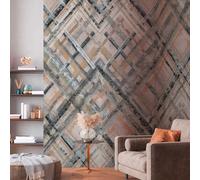 Papier Peint Abstrait Avec Motif Géométrique - Gris, Beige, Bleu-Gris